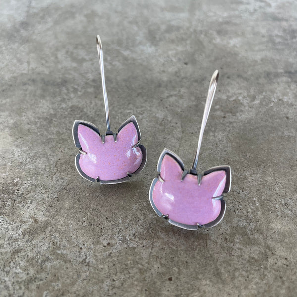 pink kitty earrings
