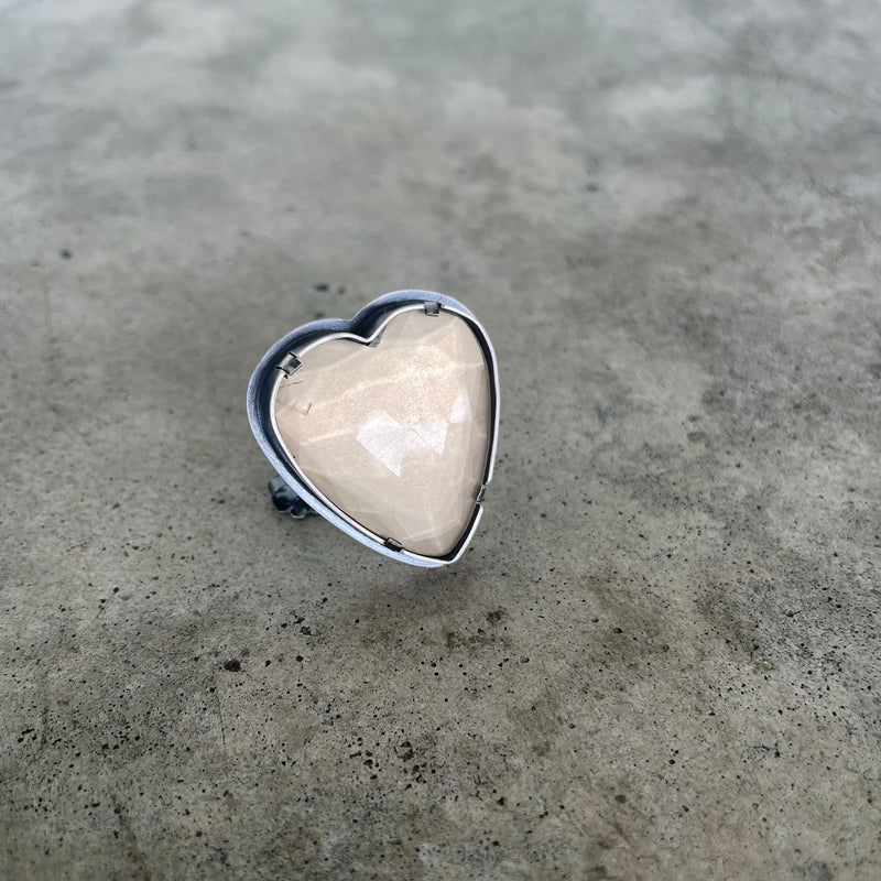 faceted 2 tone heart ring