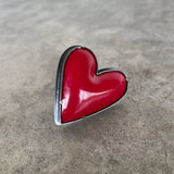large red enamel heart ring