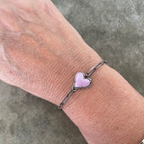tiny heart link bracelet-pink