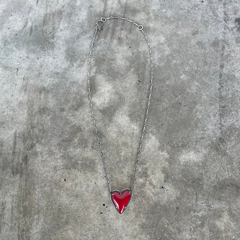 enamel new heart necklace
