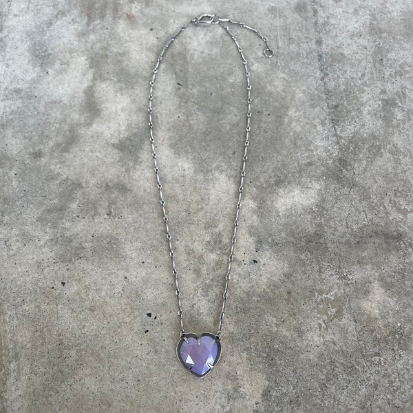 purple chalcedony heart necklace