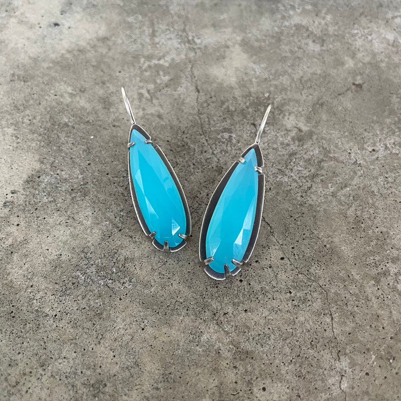 aqua chalcedony teardrop earrings