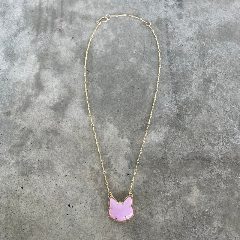 enamel pink kitty necklace