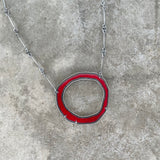 extra thin single rough cut red enamel necklace