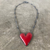 large enamel heart necklace