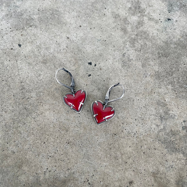 tiny heart drop earrings