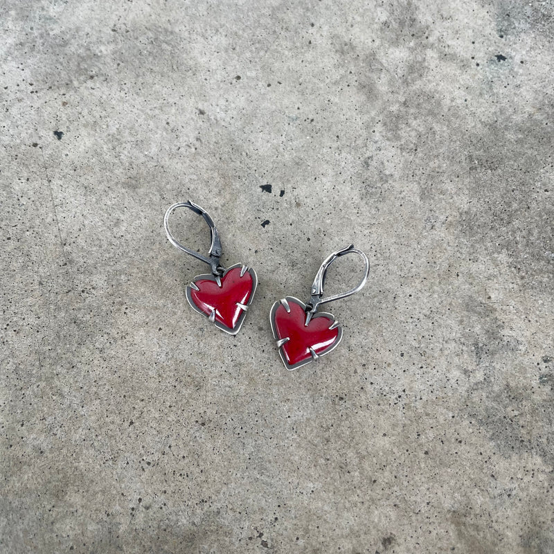 tiny heart drop earrings