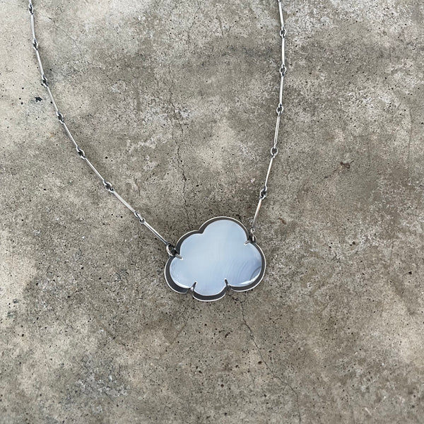 small white chalcedony cloud necklace