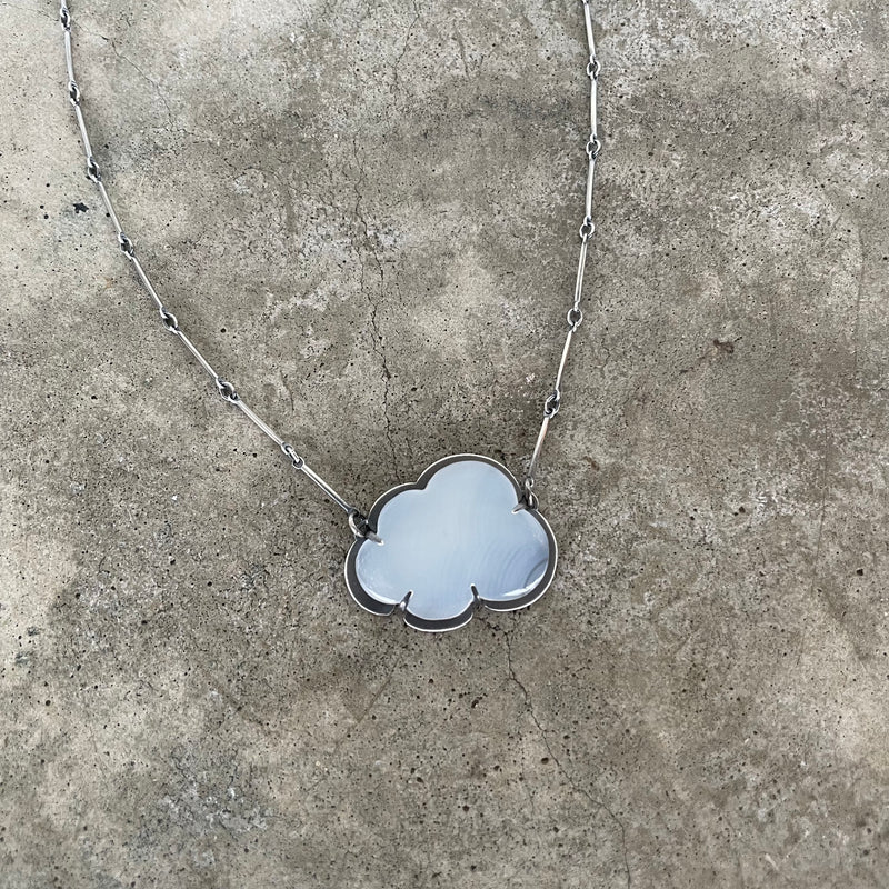 small white chalcedony cloud necklace