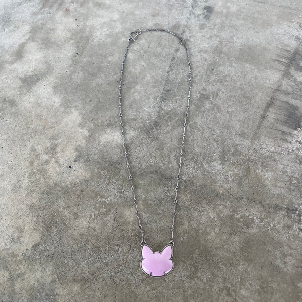 Pink Enamel Cat Necklace