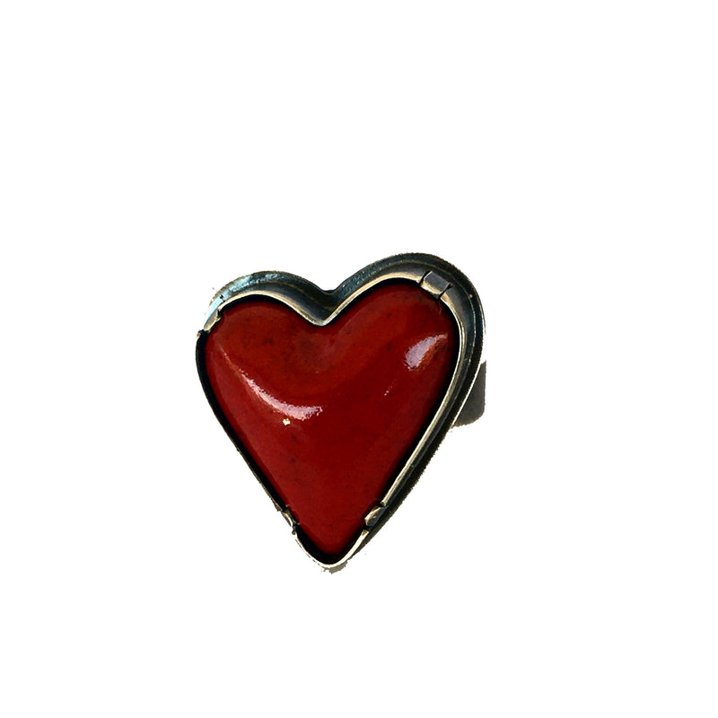 red enamel heart ring