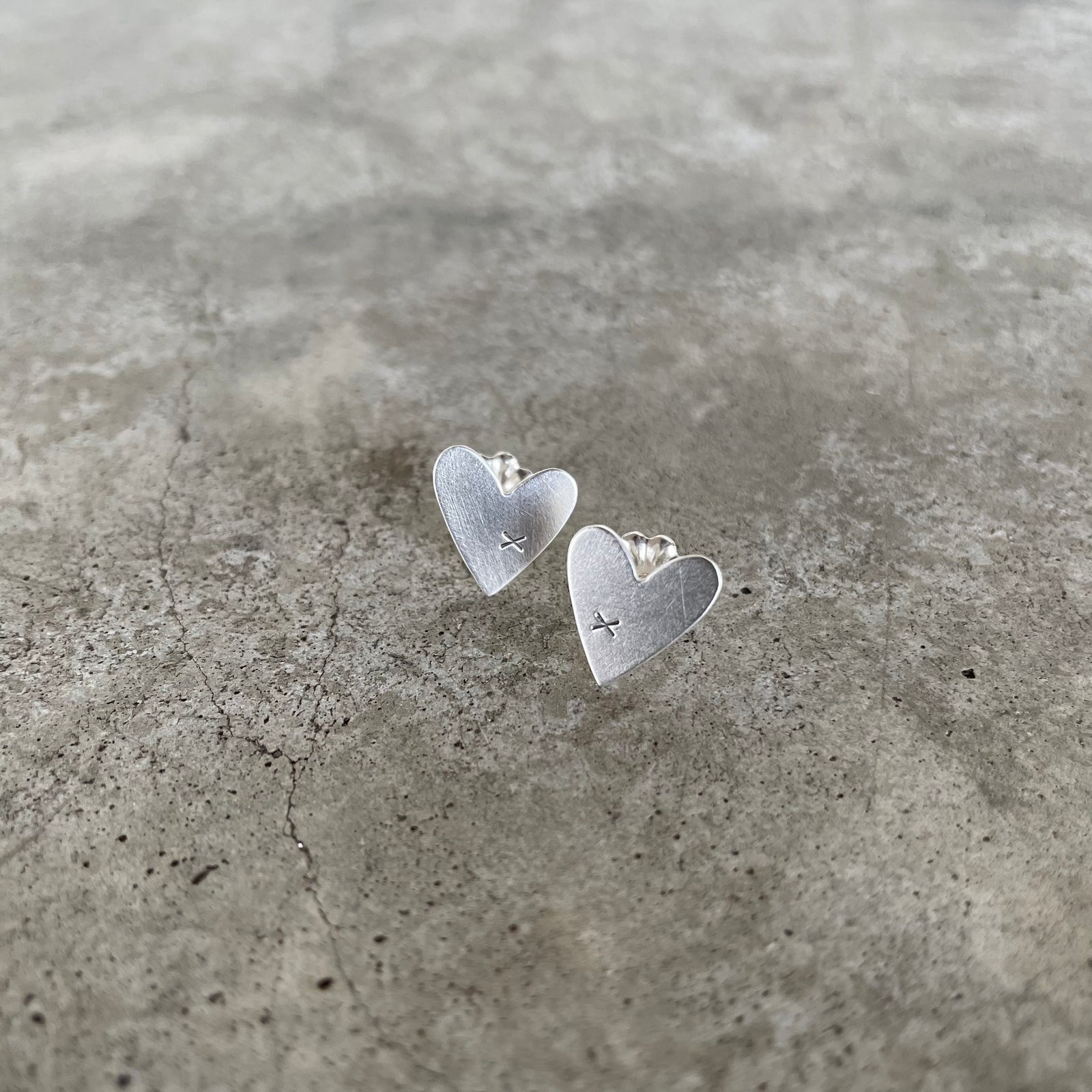 x Marks The Spot Heart Post Earrings, image size:1600x1600