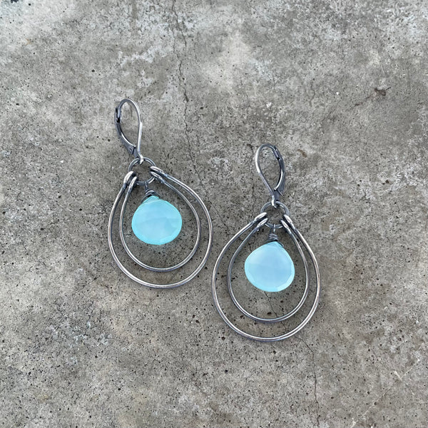 double hoop stone earrings