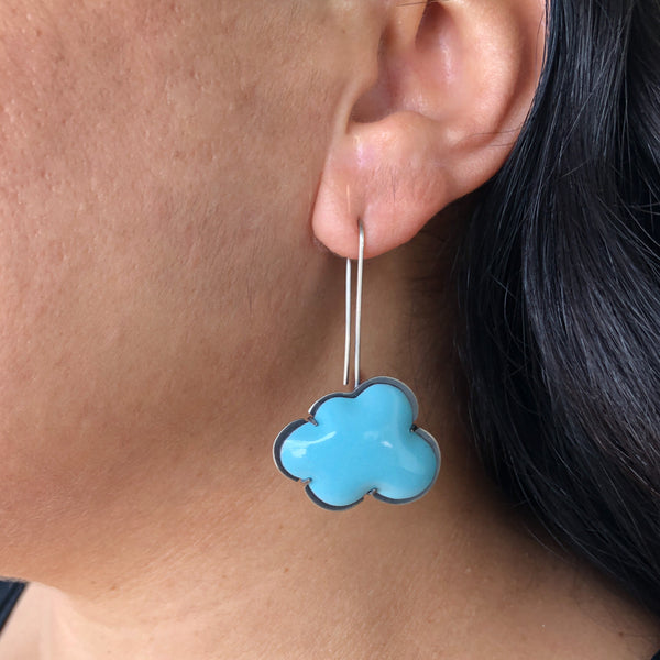 blue enamel cloud earrings - Lisa Crowder Studio