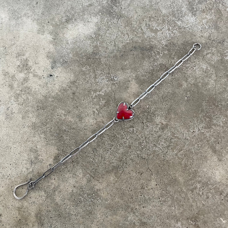 tiny heart link bracelet-red