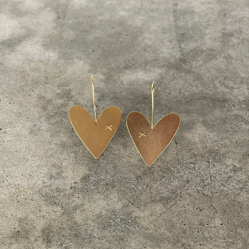 large asymmetrical heart earrings