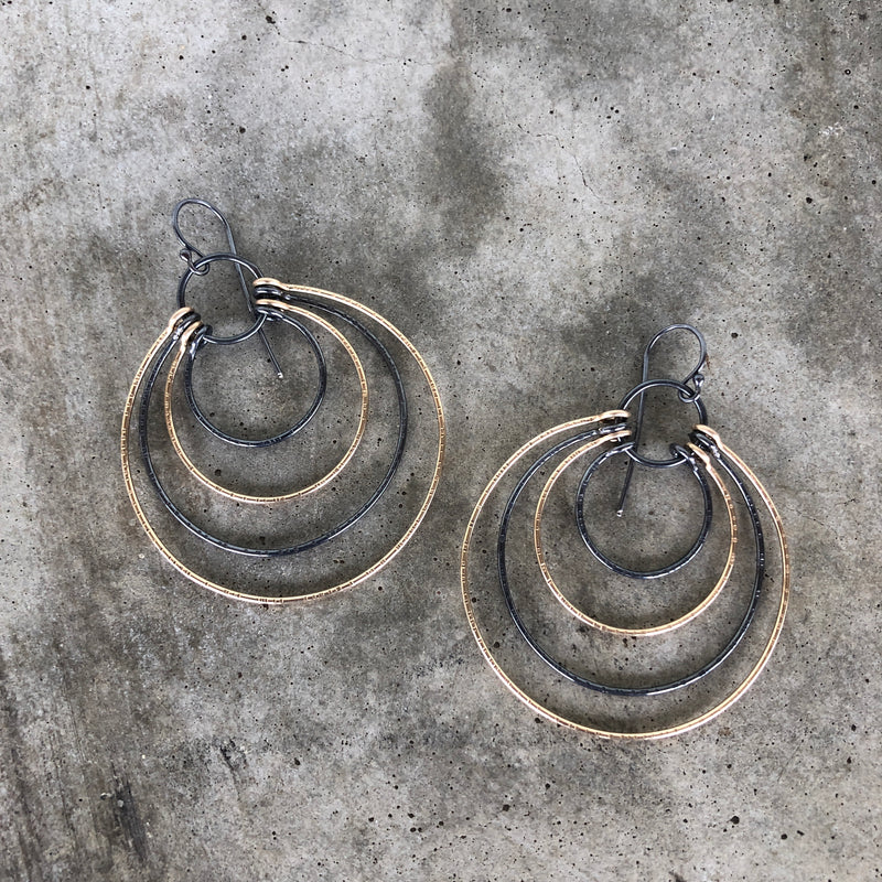 multi circle hatch earrings
