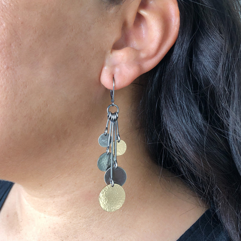 five hammered disc earring - Lisa Crowder Studio