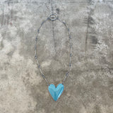 large enamel heart necklace-turquoise
