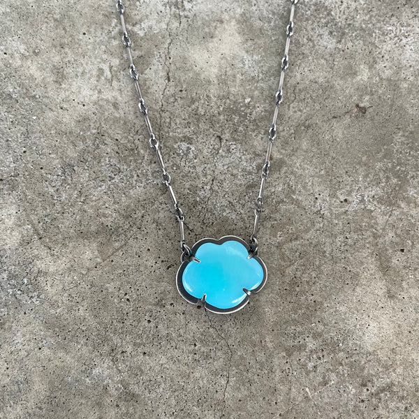 tiny aqua chalcedony cloud necklace