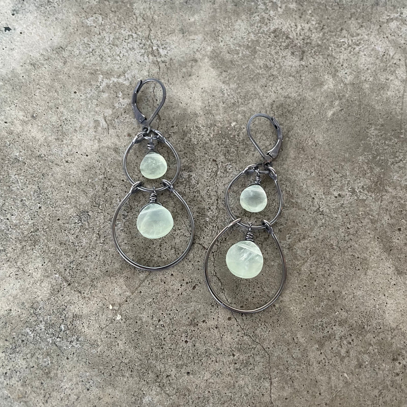 double drop prehnite earrings