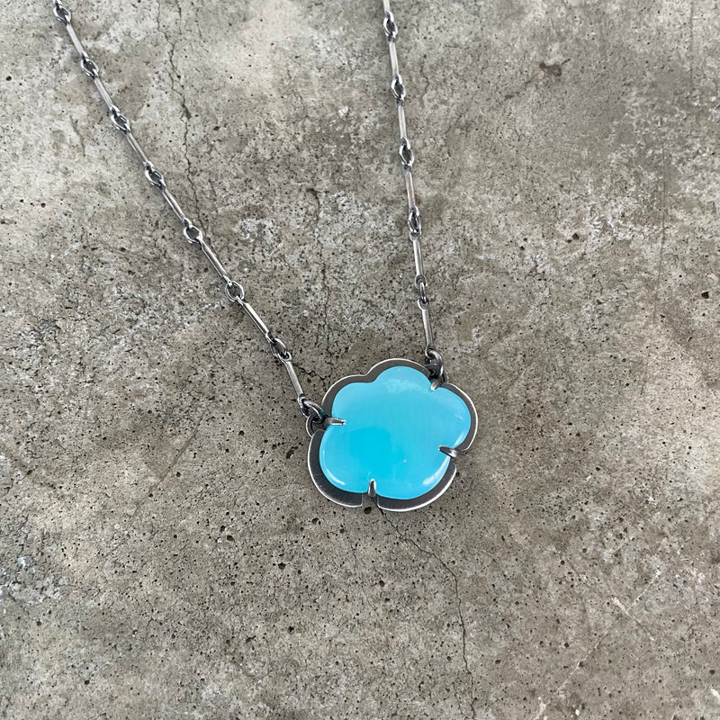 tiny aqua chalcedony cloud necklace