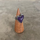 purple enamel heart ring