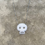 White Enamel Skull Necklace - Lisa Crowder Studio