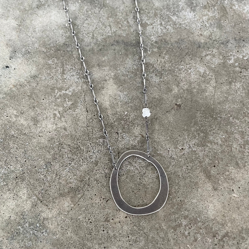 thin rough cut necklace with stone - Lisa Crowder Studio
