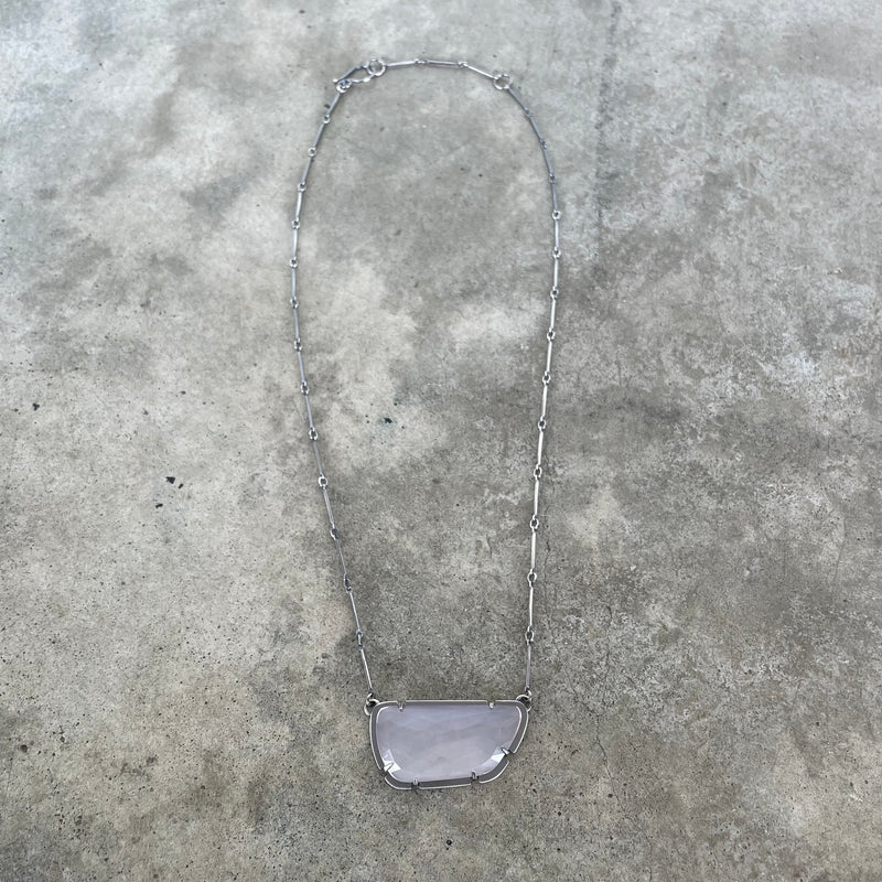 faceted freeform rose quartz necklace