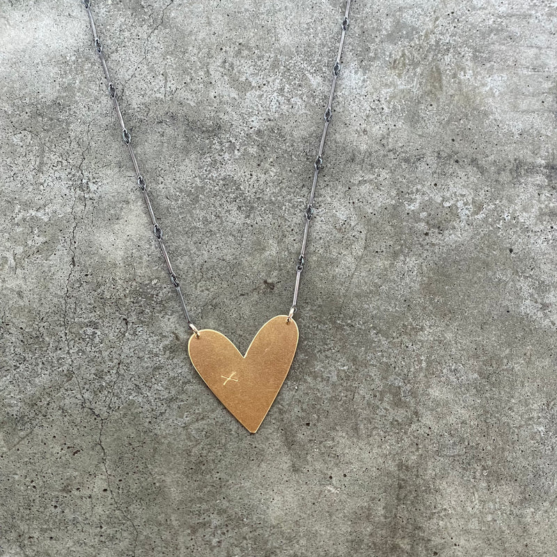 asymmetrical heart necklace-vermeil
