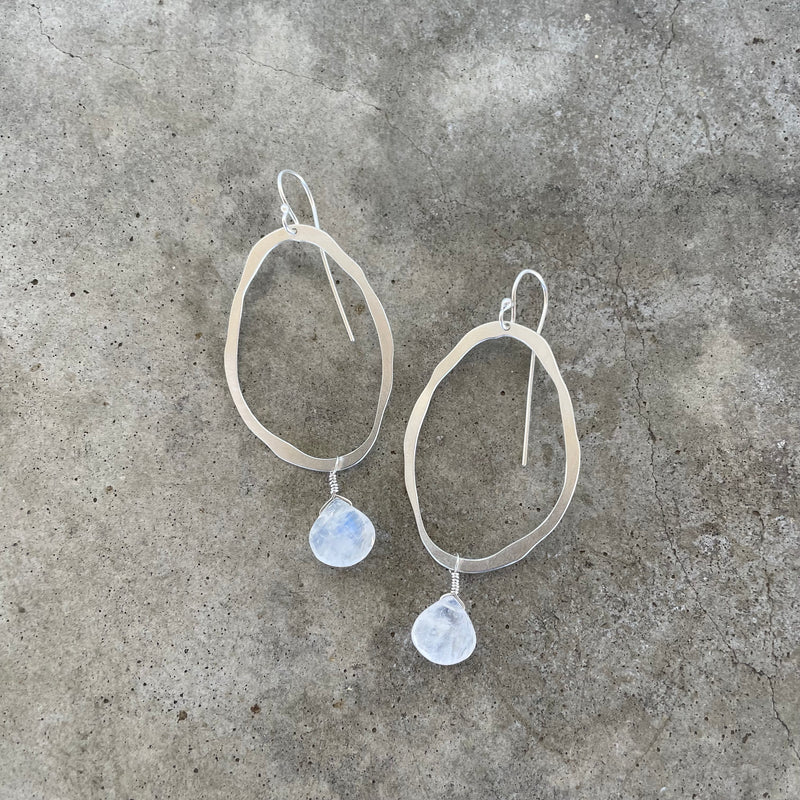extra thin rough cut earring with stone