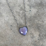 purple chalcedony heart necklace