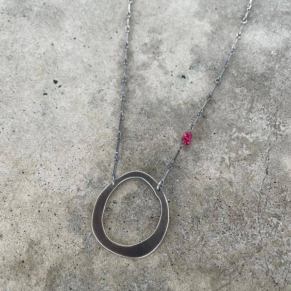 thin rough cut necklace with stone - Lisa Crowder Studio