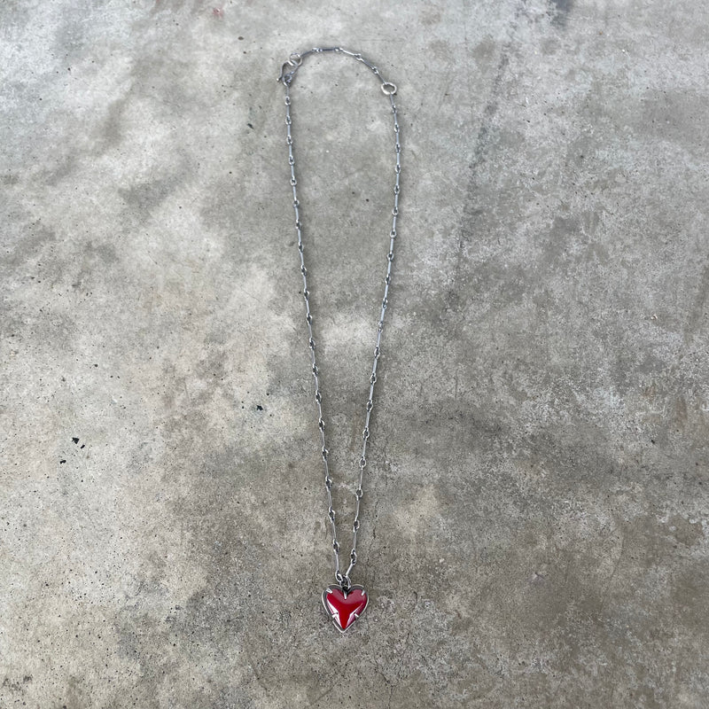tiny enamel heart necklace