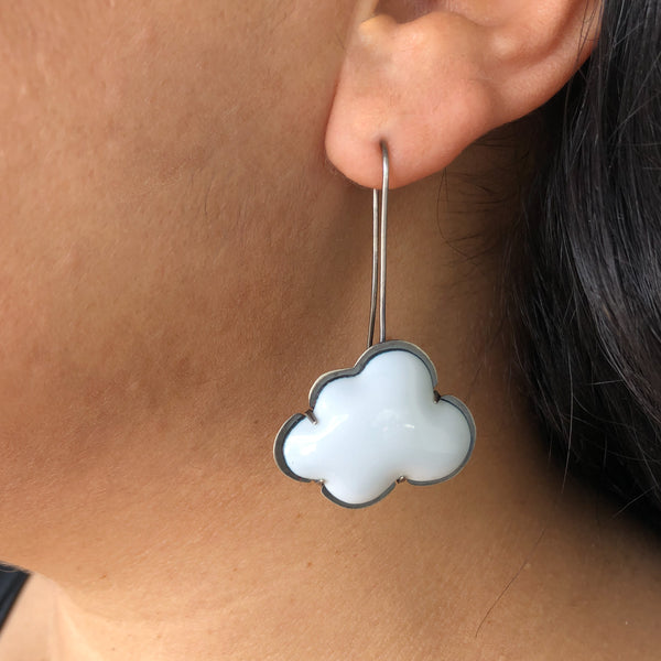 white enamel cloud earrings - Lisa Crowder Studio