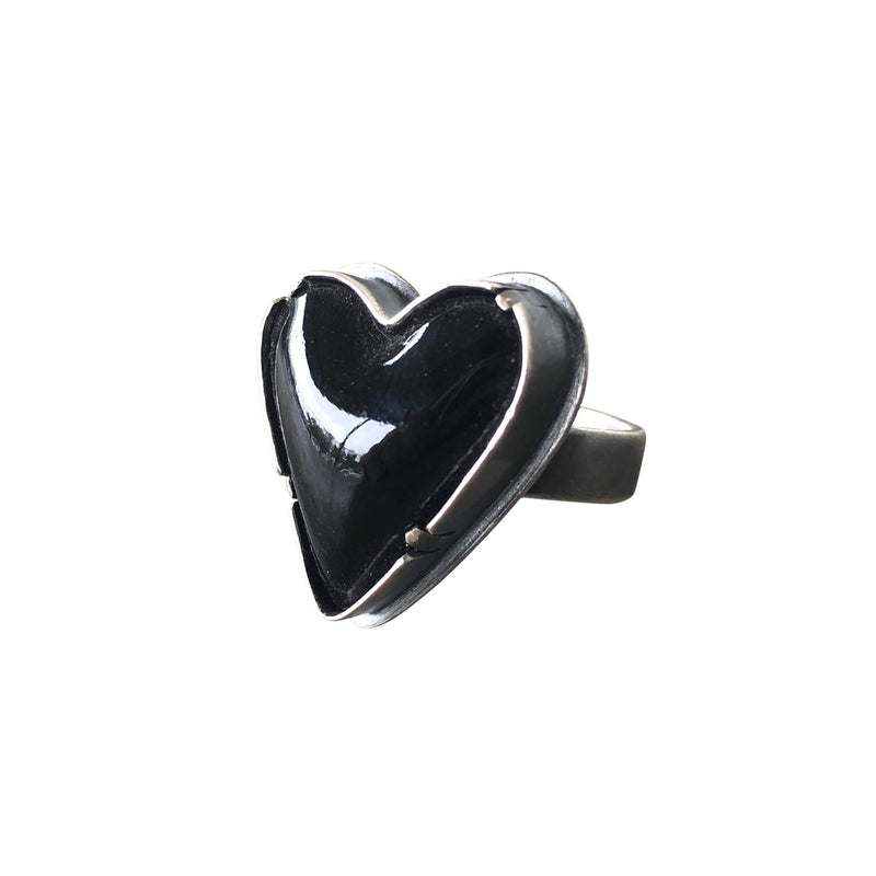 black enamel heart ring - Lisa Crowder Jewelry