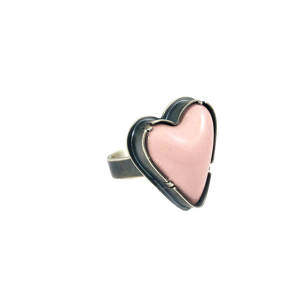 pink enamel heart ring - Lisa Crowder Studio