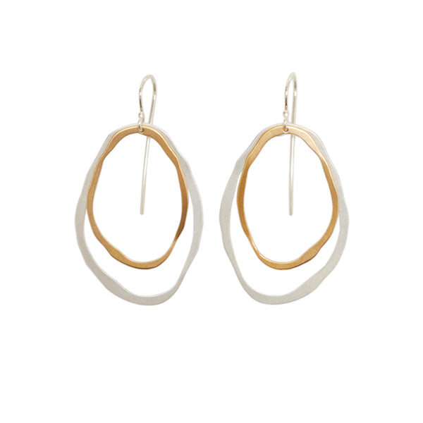 large two layer thin rough cut two-tone earring - Lisa Crowder Studio