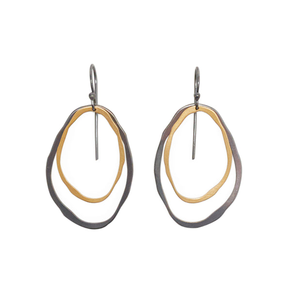 large two layer thin rough cut two-tone earring - Lisa Crowder Studio