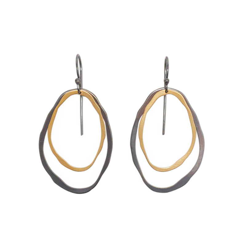 large two layer thin rough cut two-tone earring – Lisa Crowder Studio