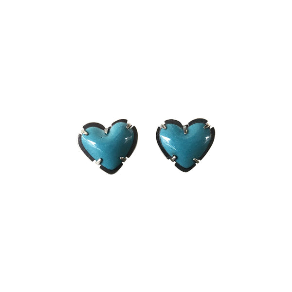 tiny enamel heart post earrings-turquoise - Lisa Crowder Jewelry