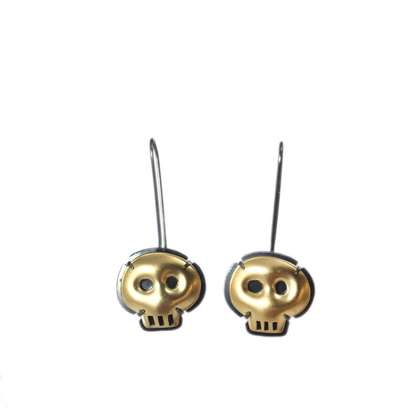 vermeil tiny skull earrings - Lisa Crowder Studio