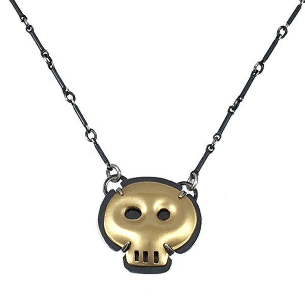 Gold skull necklace womens deals